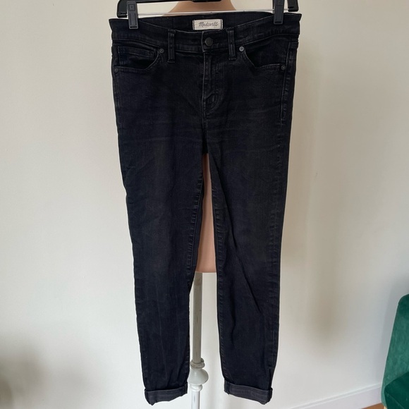 Madewell Washed Black Mid Rise Stretch Denim Skinny Skinny Jeans B1799 EUC Sz 28 - Picture 1 of 11